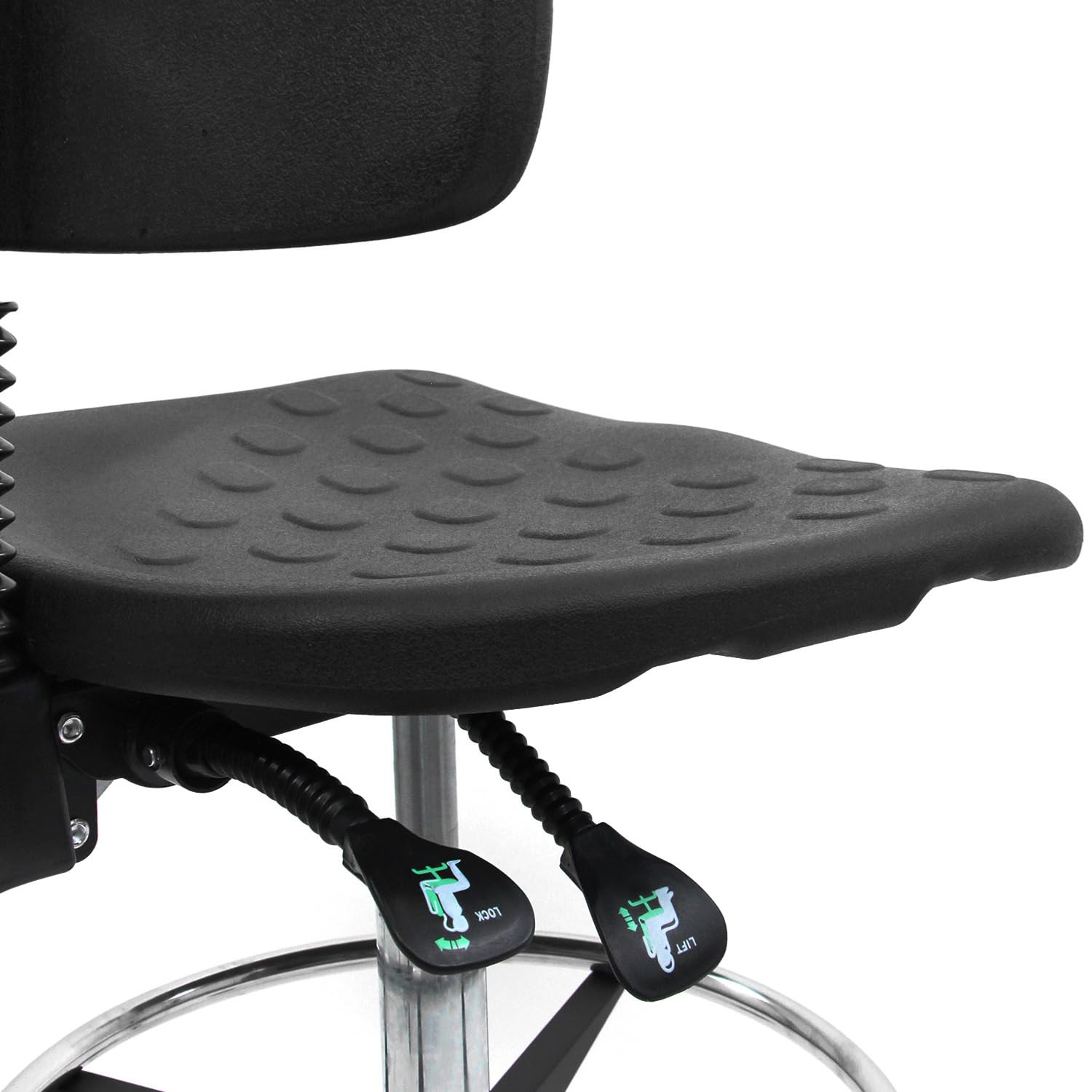 hjh OFFICE 830097 Silla de Trabajo Top Work 23 I Asiento de PU-Espuma Duro Antideslizante, con Ruedas y Tapones, Negro