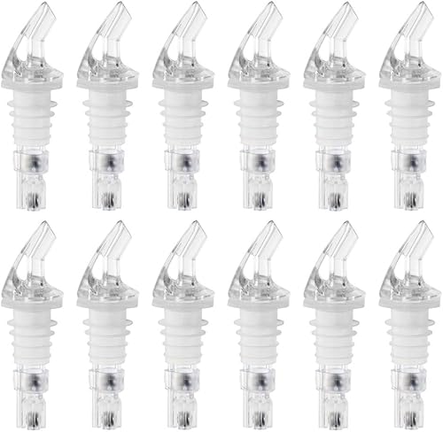 Tezzorio - Juego de 3 botellas de licor medidas, 1,25 oz, boquilla transparente con cola amarilla