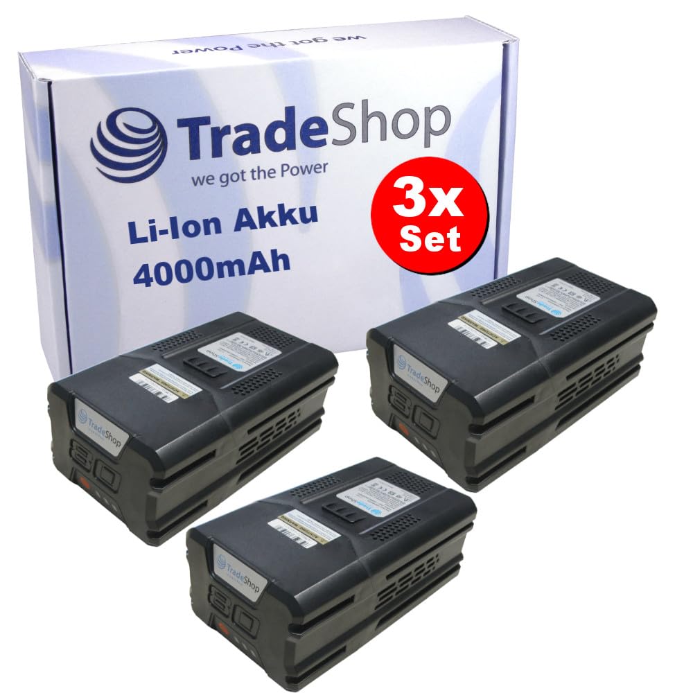 3 baterías de ion de litio de 80 V y 4000 mAh para cortacésped Stiga de 80 V, compatible con herramientas eléctricas Greenworks de 80 V (cortacésped, cortasetos, motosierra, etc.) – sustituye a G80B4