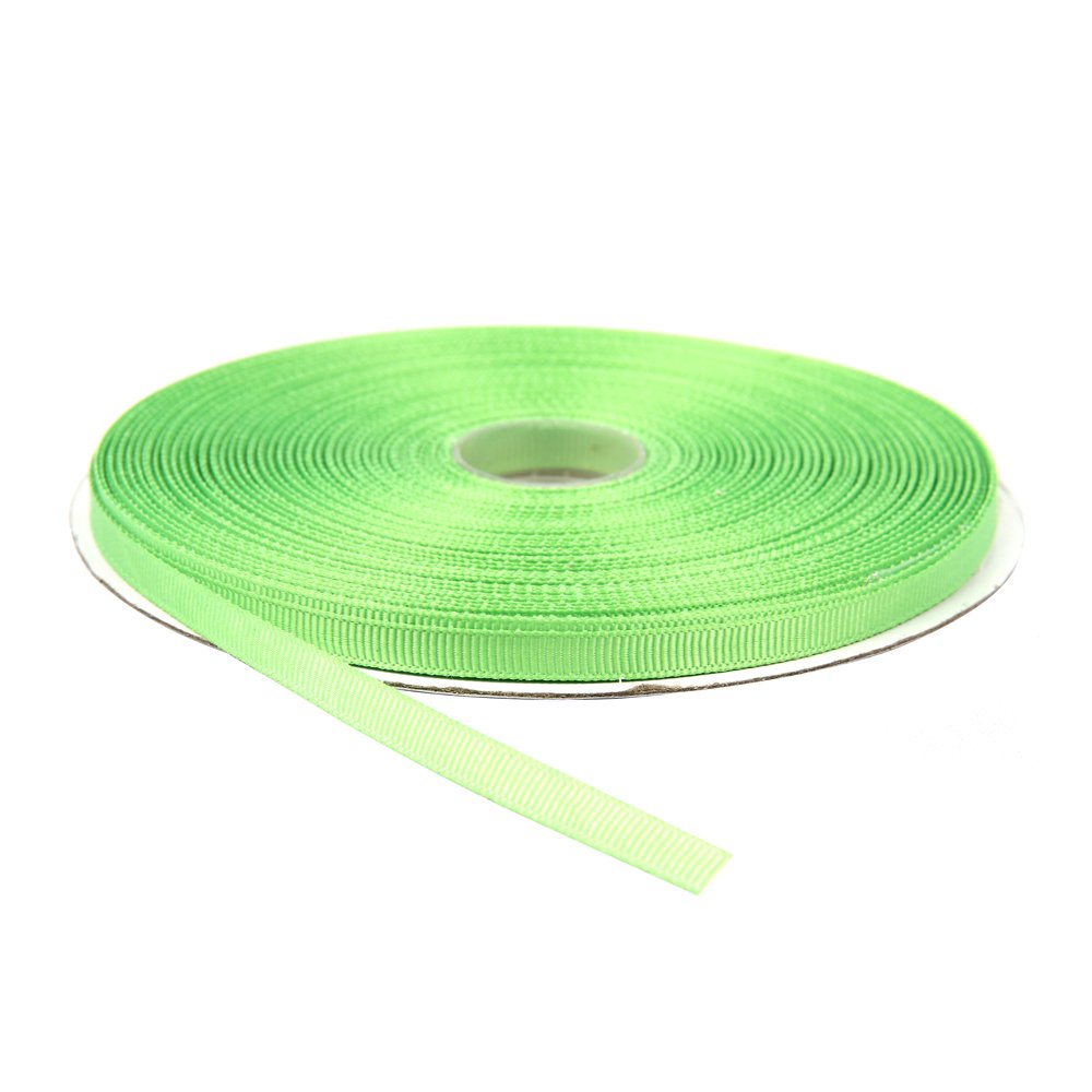 Topenca Supplies 1/4 Inches x 50 Yards Double Face Solid Grosgrain Ribbon Roll, Apple Green