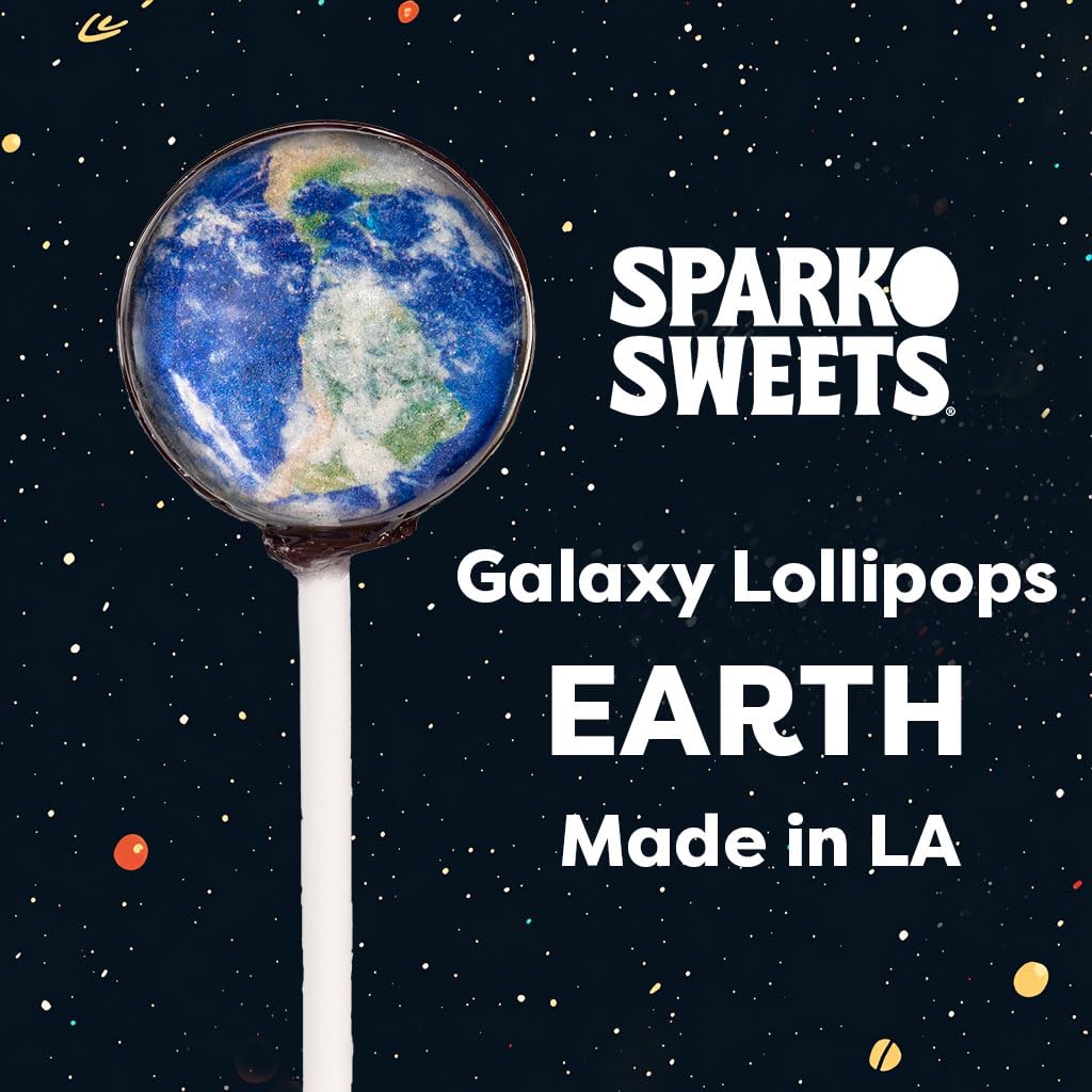 Sparko Sweets Galaxy Lollipops, Planet Designs, Watermelon Flavor, 10-Piece Gift Pack, 2 Pounds, Handcrafted in USA - Perfect for Space-Themed Parties, Gifts, and Promotional Events