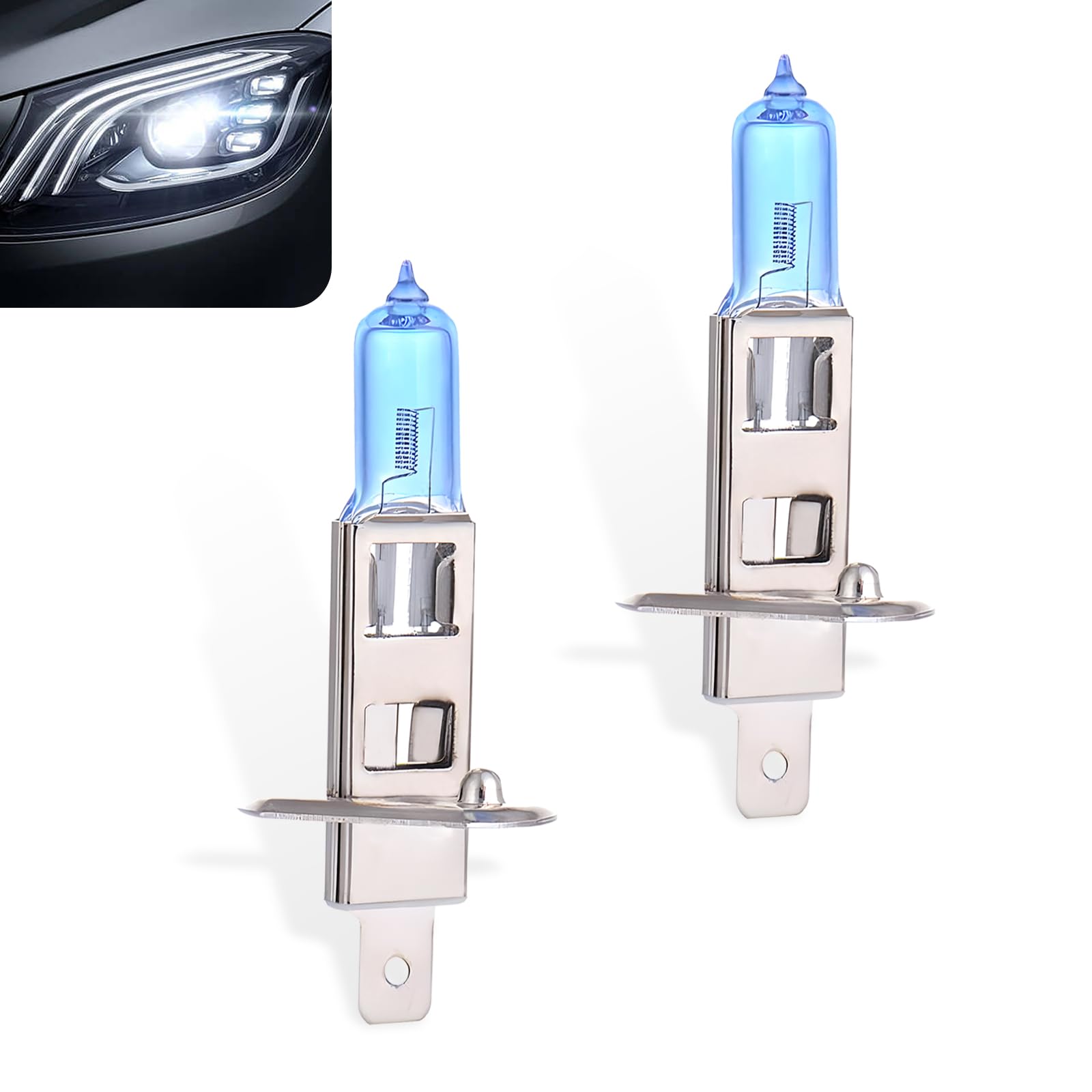 2 PCS Car Xenon Light Bulb, 12V 100W Super Bright Waterproof Fog Light Bulbs Replacement, Universal Quartz Automotive Lighting Accessories for Truck SUV Car (White Light #H1)