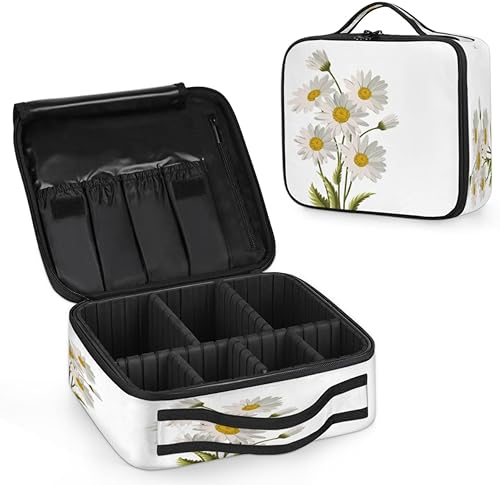 Miniatura 2 de Bolsa de maquillaje de viaje para mujer, grande, cuadrada, portátil, profesional, de tren de coqueta, estuche de cosméticos con asa, ramo de