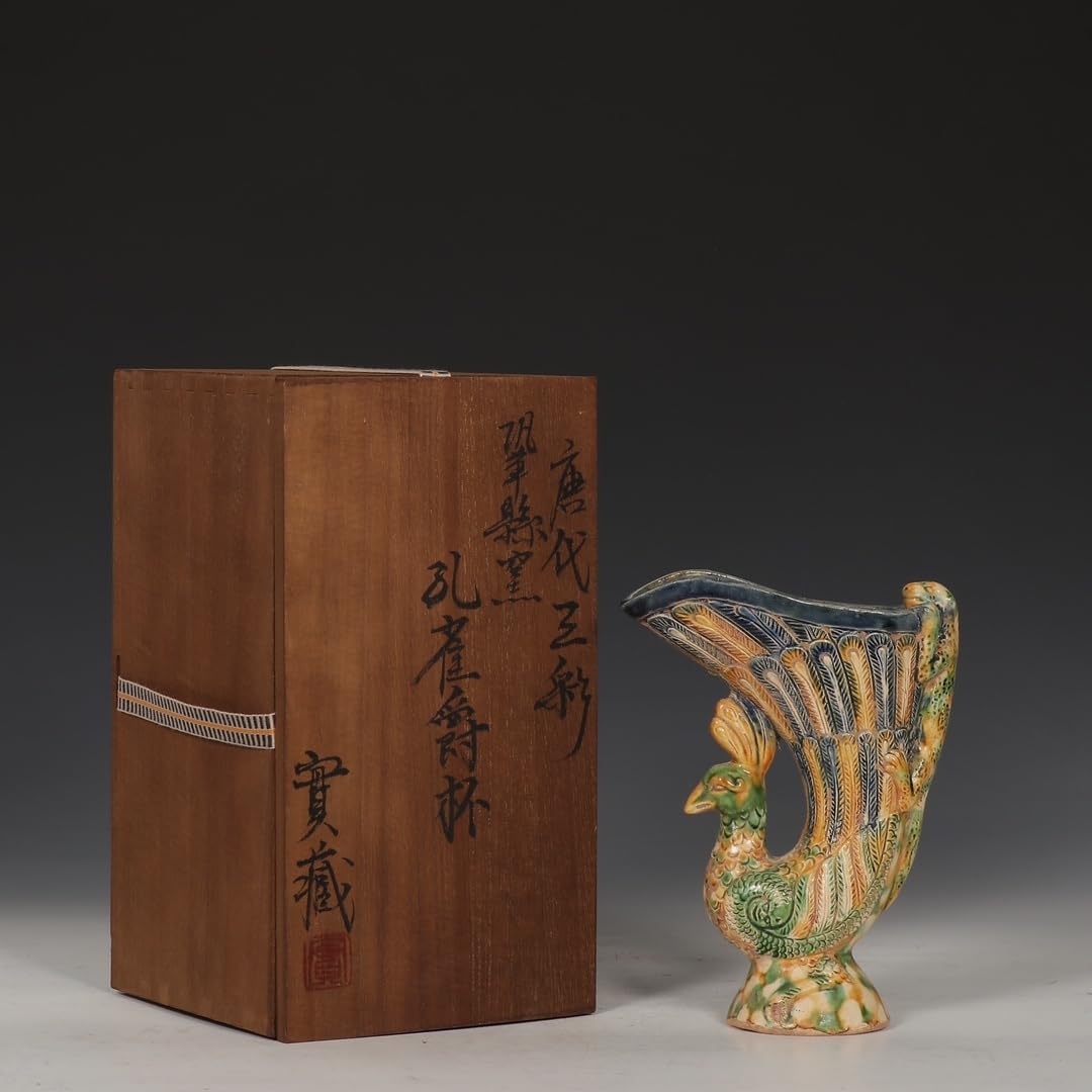Amazon.co.jp: 鞏縣窯唐三彩孔雀爵杯唐物箱付き陶磁器中国美術酒器