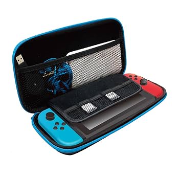 chi Nintendo Switch 本体 &カーボン調EVAポーチ Switch用カーボン調EVAポーチ ブラック×ブルー ALG-NSEVBL