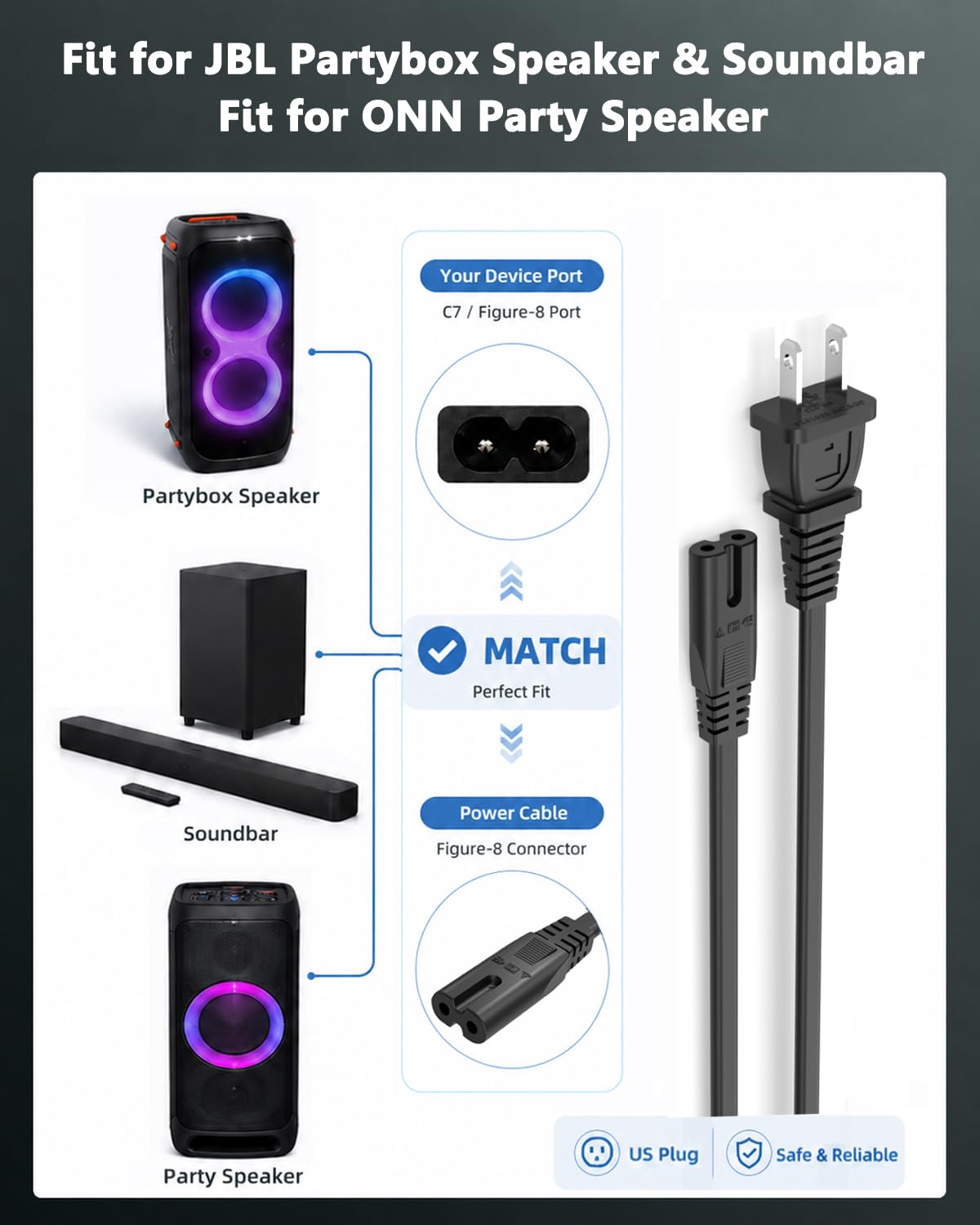 Amazon.co.jp: Superer 10フィート 2プロング AC充電器コード JBL