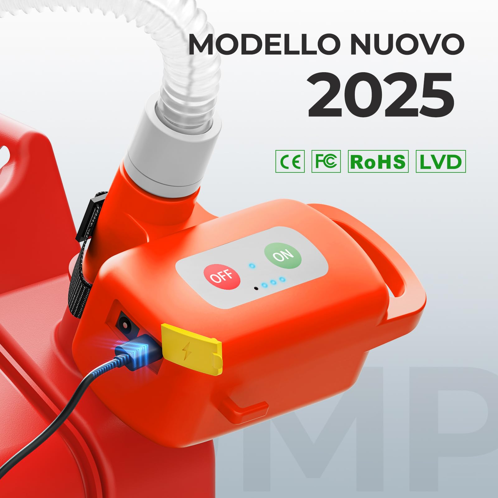 Pompa di trasferimento carburante con sensore di arresto automatico, pompa benzina elettrica con batterie, pompa diesel portatile ricaricabile per benzina, diesel e olio, arancione