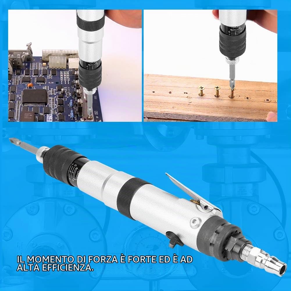 Cacciavite Pneumatico, Reversibile Avvitatore a Aria Semiautomatica, Cacciavite Pneumatico con Frizione a 1000RPM Impugnatura a Mano Dritta