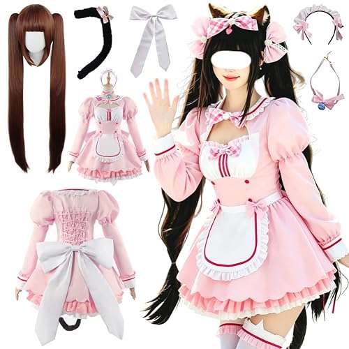 QHWIHRF Chocola Costume Catgirls Chocolas Costume Maid Uniform Halloween Suit