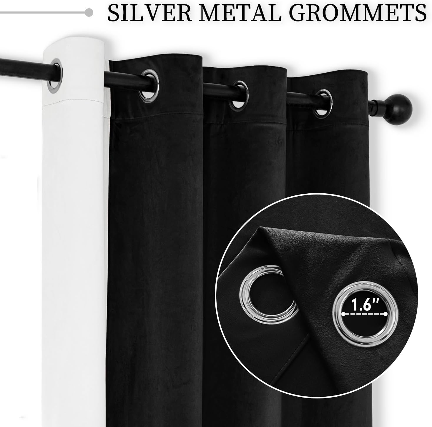 VANASEE Velvet Curtains for Bedroom Black Bleach 5296 inch Soft Blackout Thermal Insulated Curtains Window Treatment for Bedroom