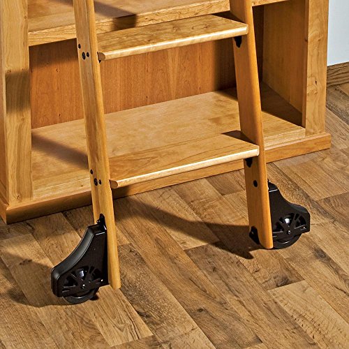Rockler 8' Rolling Library Ladder Hardware Kit – Satin Black Finish Rolling Ladder Hardware Kit - Wooden Ladder Kit w/ Caster Assemblies, Metal Step Rods W/ Cap Nuts, Sliding Hook Assemblies & More - Thumbnail 4