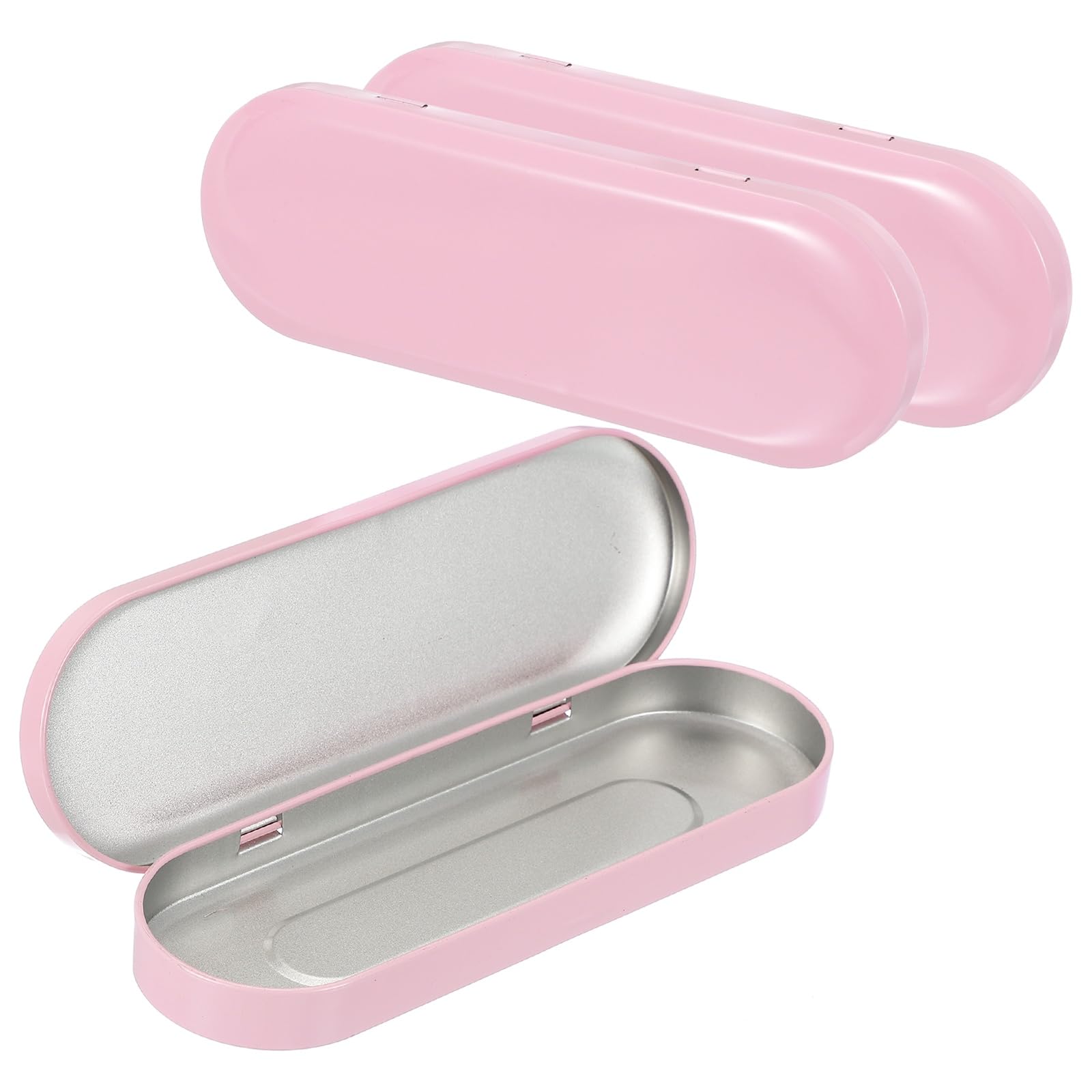 Boîte en métal rose pour stylo et organisateur de rangement pinceaux de maquillage compact