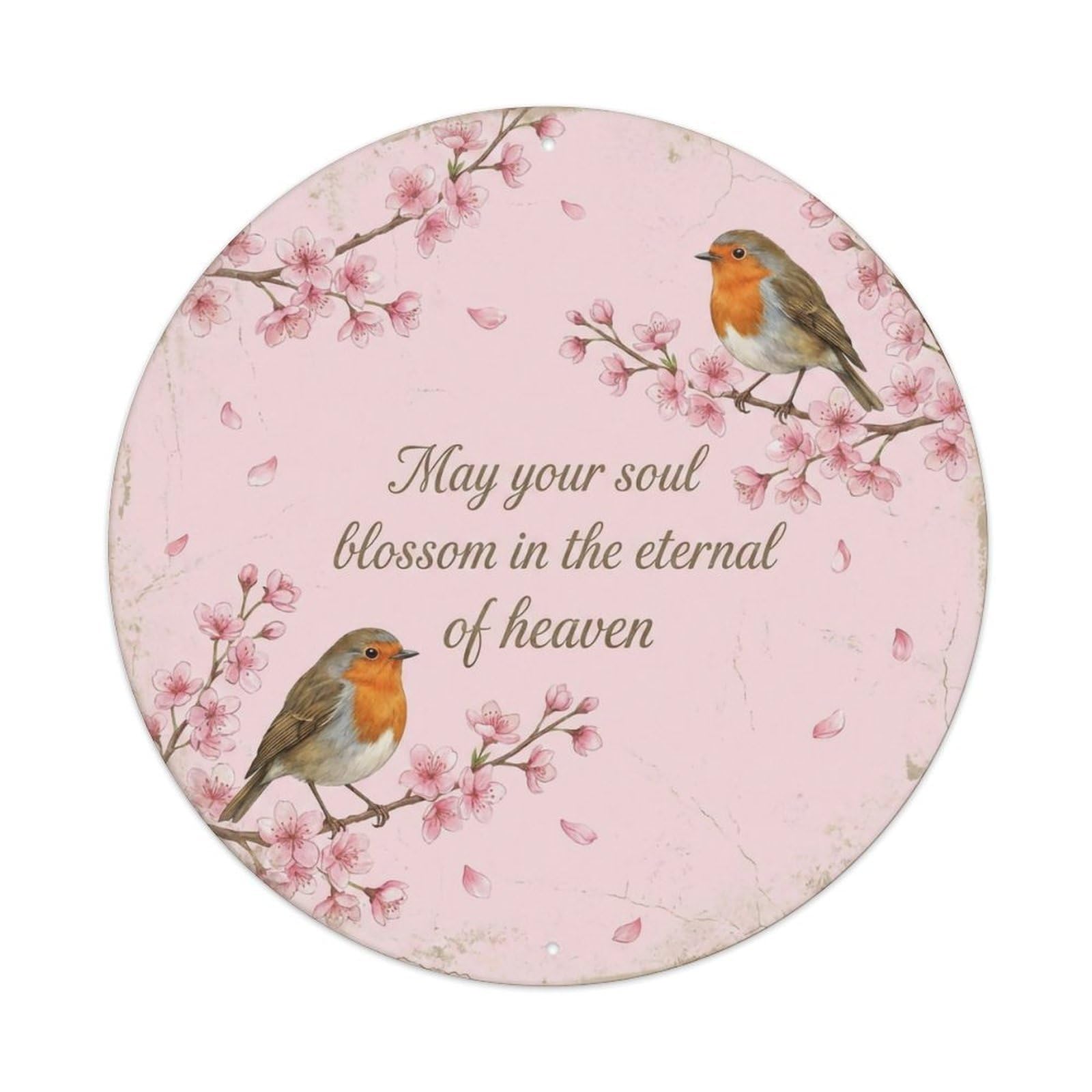 Metal Tin Sign European Robin Garden Sign Heaven Love Blossom
