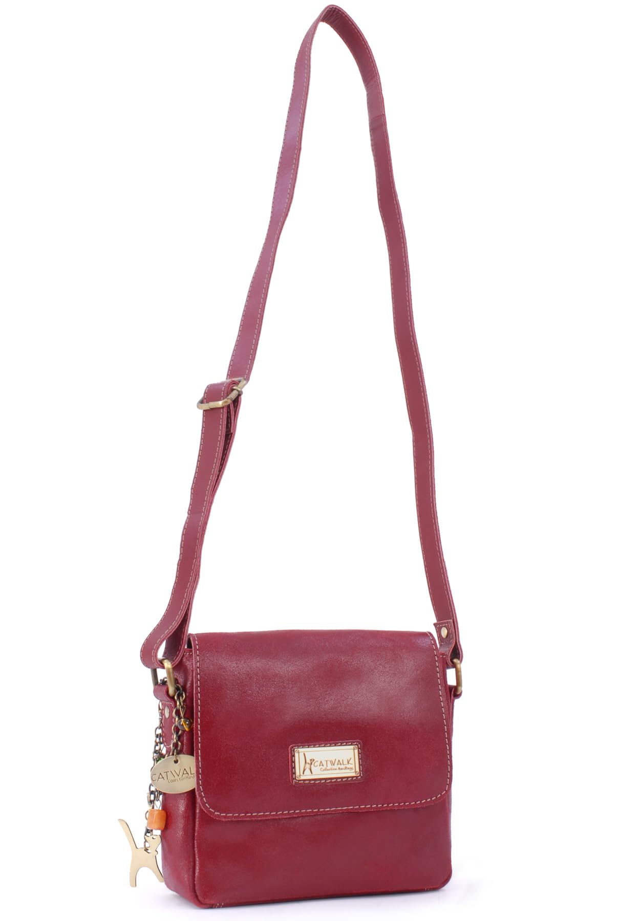 Catwalk Collection Handbags - Bolso Bandolera de Mujer - Bolso Cruzado Pequeño de Piel - Messenger Bag de Cuero Envejecido - Sabine S