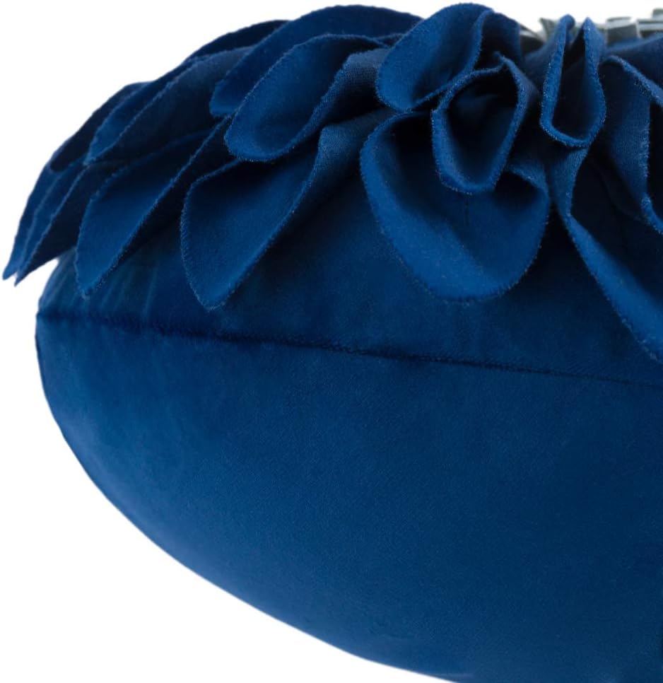 JWH Navy Blue Flower Throw Pillow Covers Decorative 3D Sunflower Pillow Cases Soft Velvet Pillowcase Round Cushion for Couch Living Room Bed Bedroom Office 14 Inch