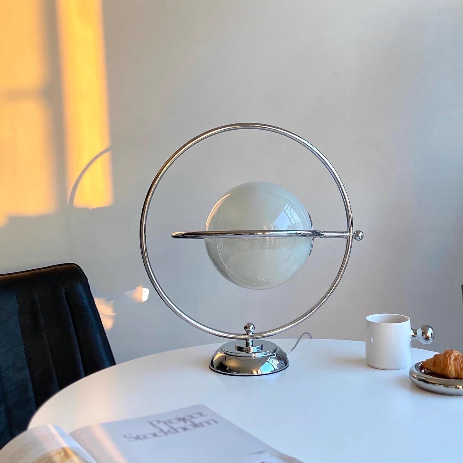Lámpara de mesa Lámpara de mesa con modelado planetas, lámpara noche, luz estudio, decorativa cristal giratoria Saturno, regulable Decoración del hogar