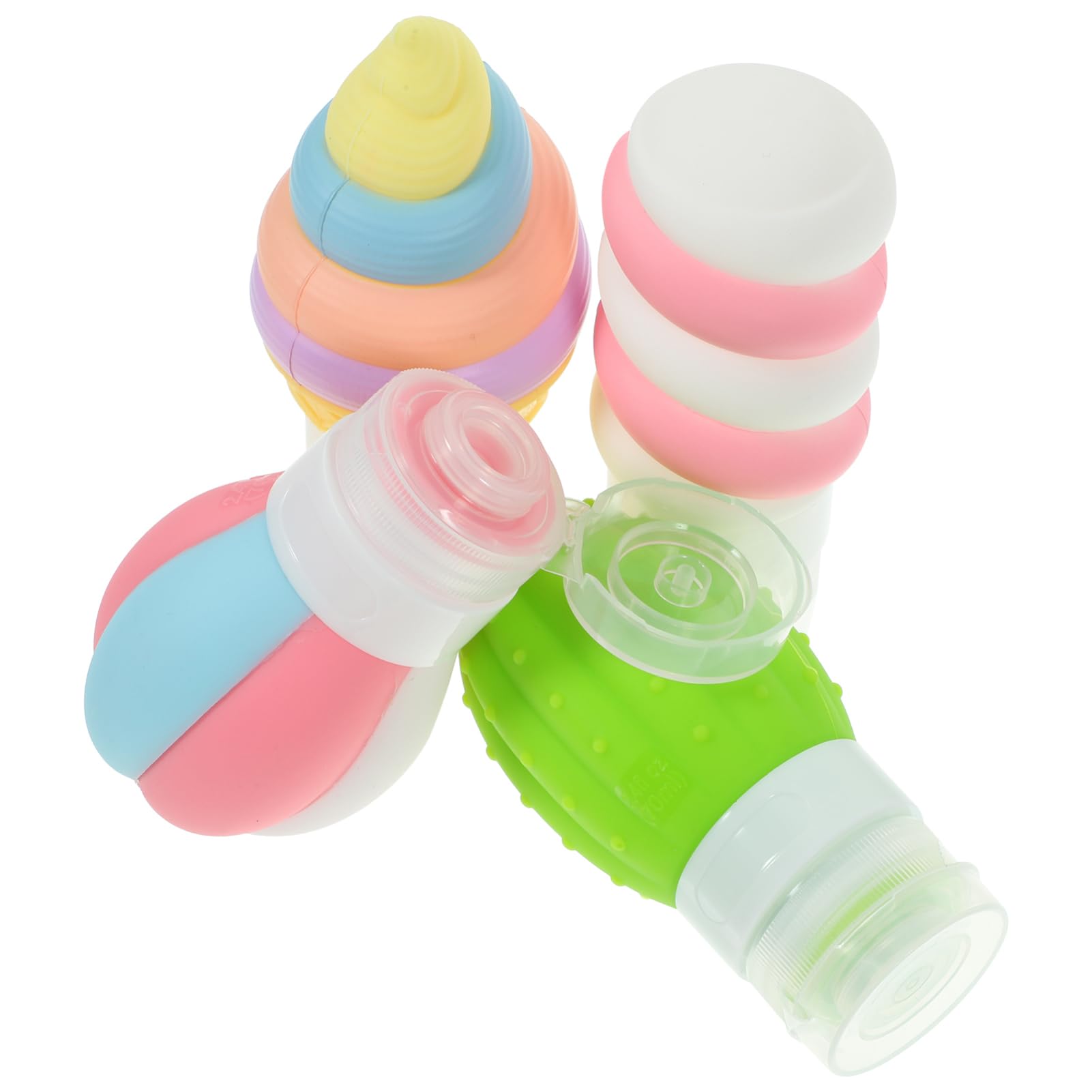 DECHOUS 4 Set Bottiglie di Ketchup Comprimibili Bottles Bottles da Viaggio Comprimibili Bottle Dispenser per Condimenti per Pentole Specchio Convesso Infrangibile Supporto da 4 Pezzi * 4
