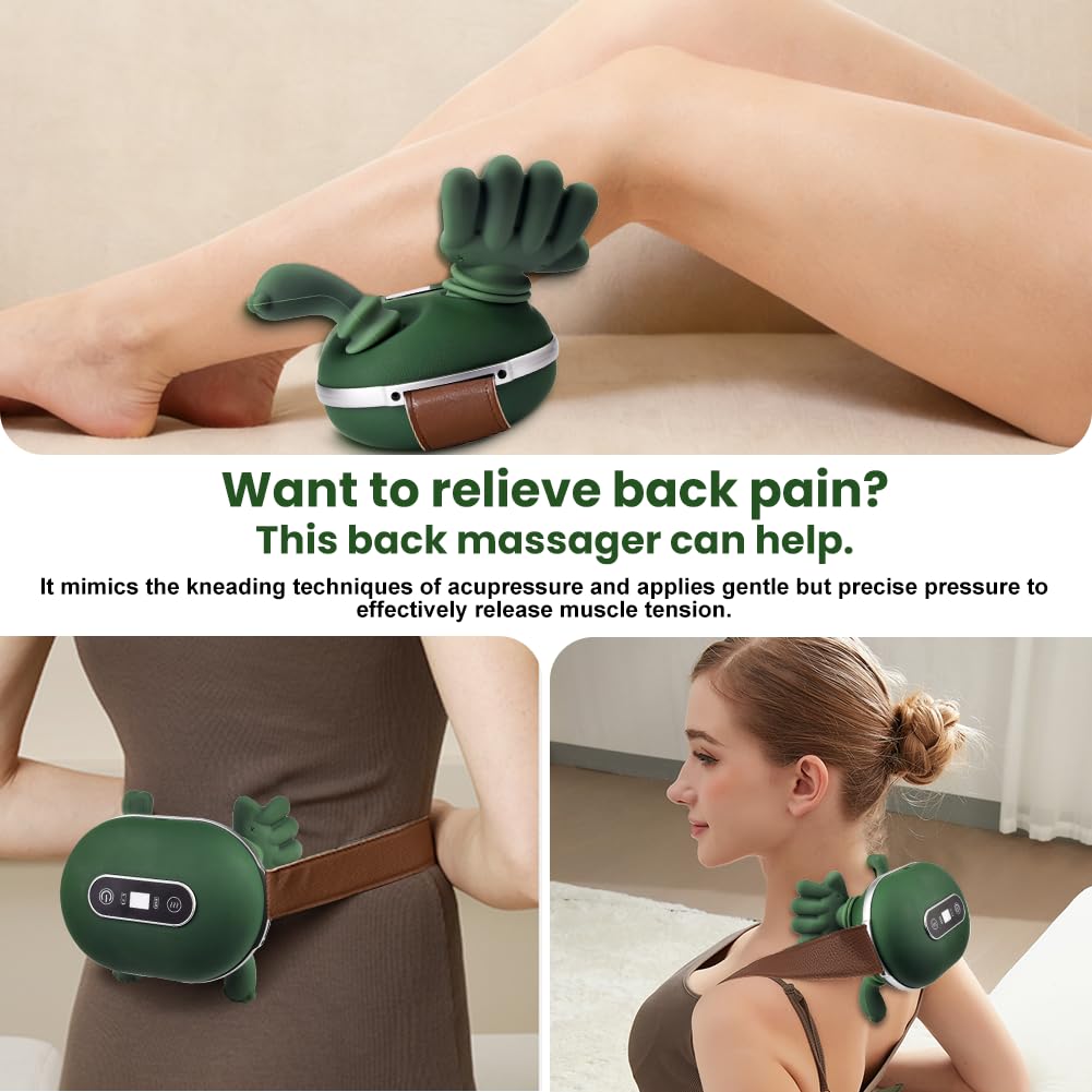 Masajeador de cuello y hombros, masajeador de manos reales 4D, masaje de espalda Shiatsu portátil, 3 niveles de masaje y 2 niveles de calefacción, masaje profundo para cuello, hombros, dolor de