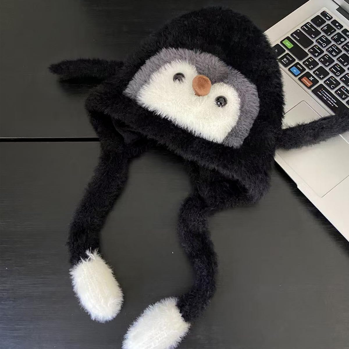 Kids Winter Hats and Gloves Set Cute Animal Penguin Hat Kids beanies Fleece Lining Skiing Caps with Warm Ear Flap 2-12 Years - Image 2