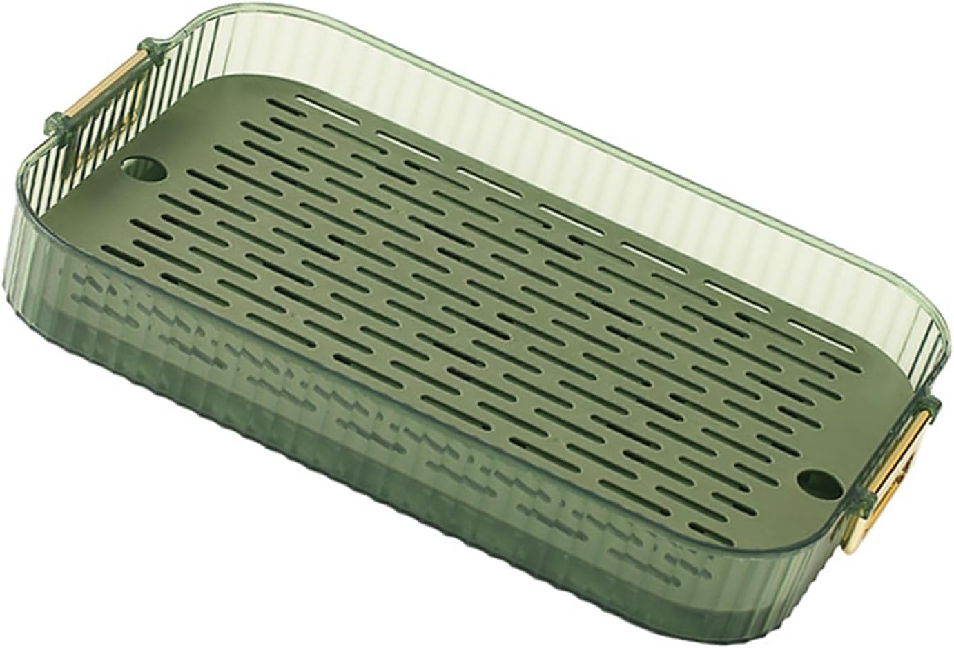 Dish Drain Tray Multipurpose, Double Layer Drain Board with Portable Handle, Efficient Draining Storage Tray for Kitchen Utensils, Fruits and Dishes, Made of Durable ABS and PP Pla (L)