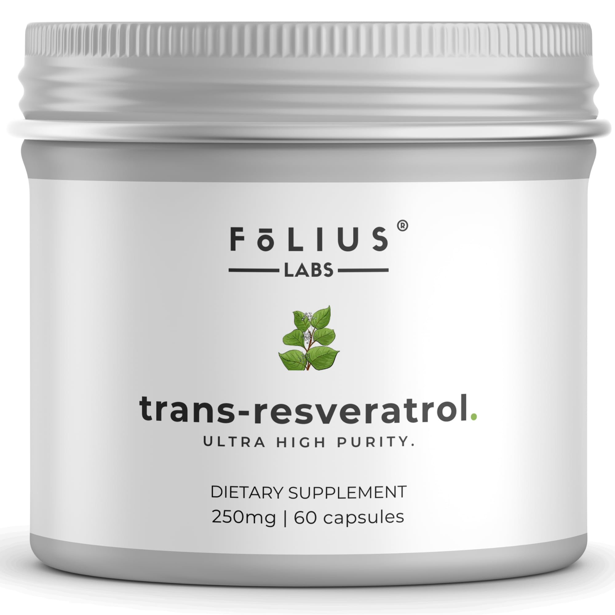 FOLIUS LABS Ultra High Purity Resveratrol Capsules 250mg - 99% Trans-Resveratrol - Japanese Knotweed Extract - Support Immunity, Support Healthy Aging - 60 Caps Reservatrol Supplement