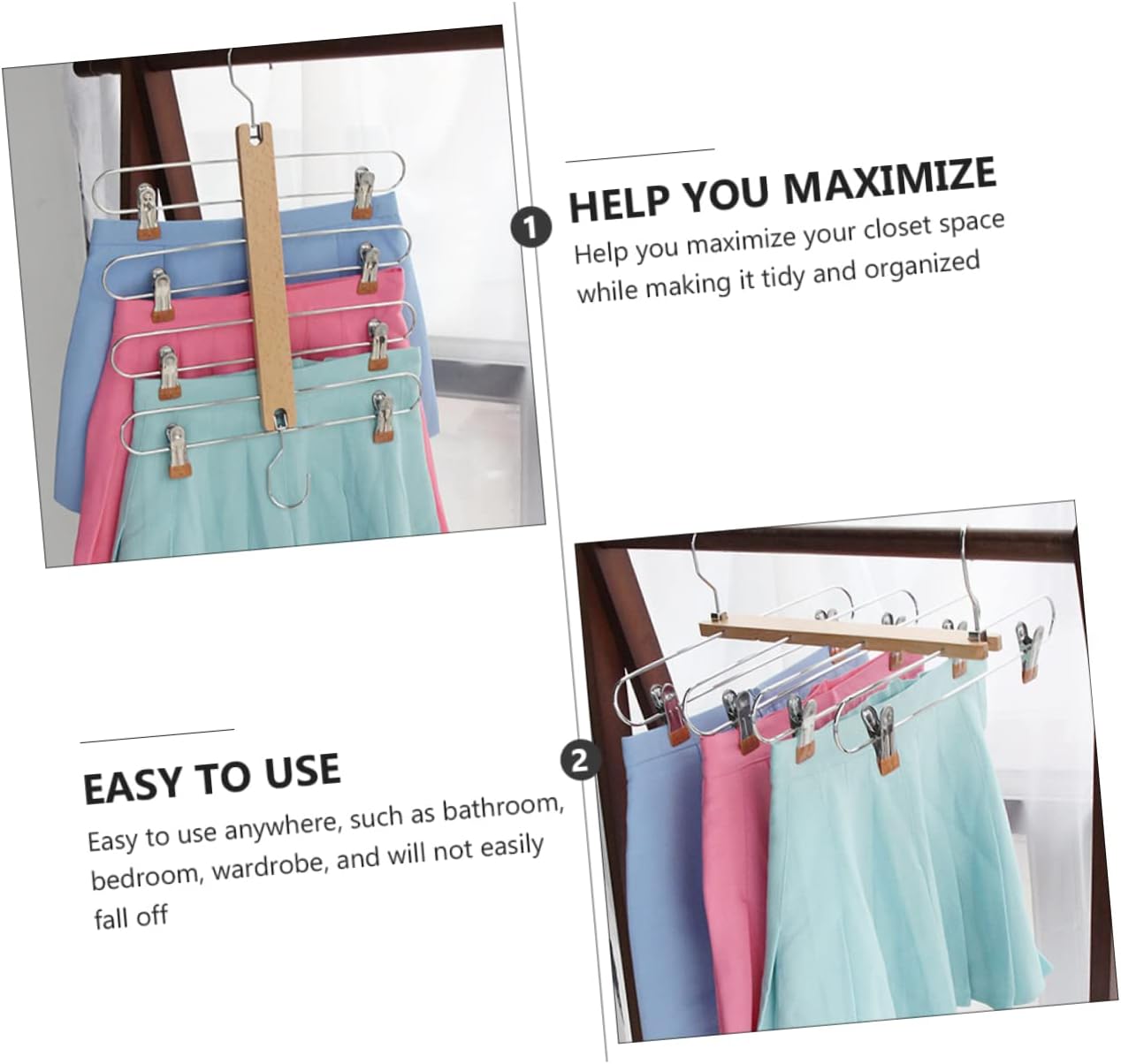 1pc Multifunctional Skirt Hangers Detachable Space-Saving Clip Hanger for Skirts and Pants for Wardrobes and Closets and Clothes Organizer