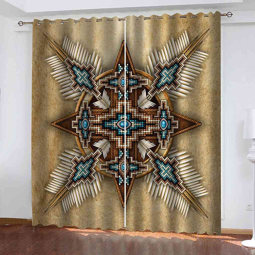 Rideau de fenêtre moderne boussole 3D pour l'ambiance cosy du salon et de la chambre
