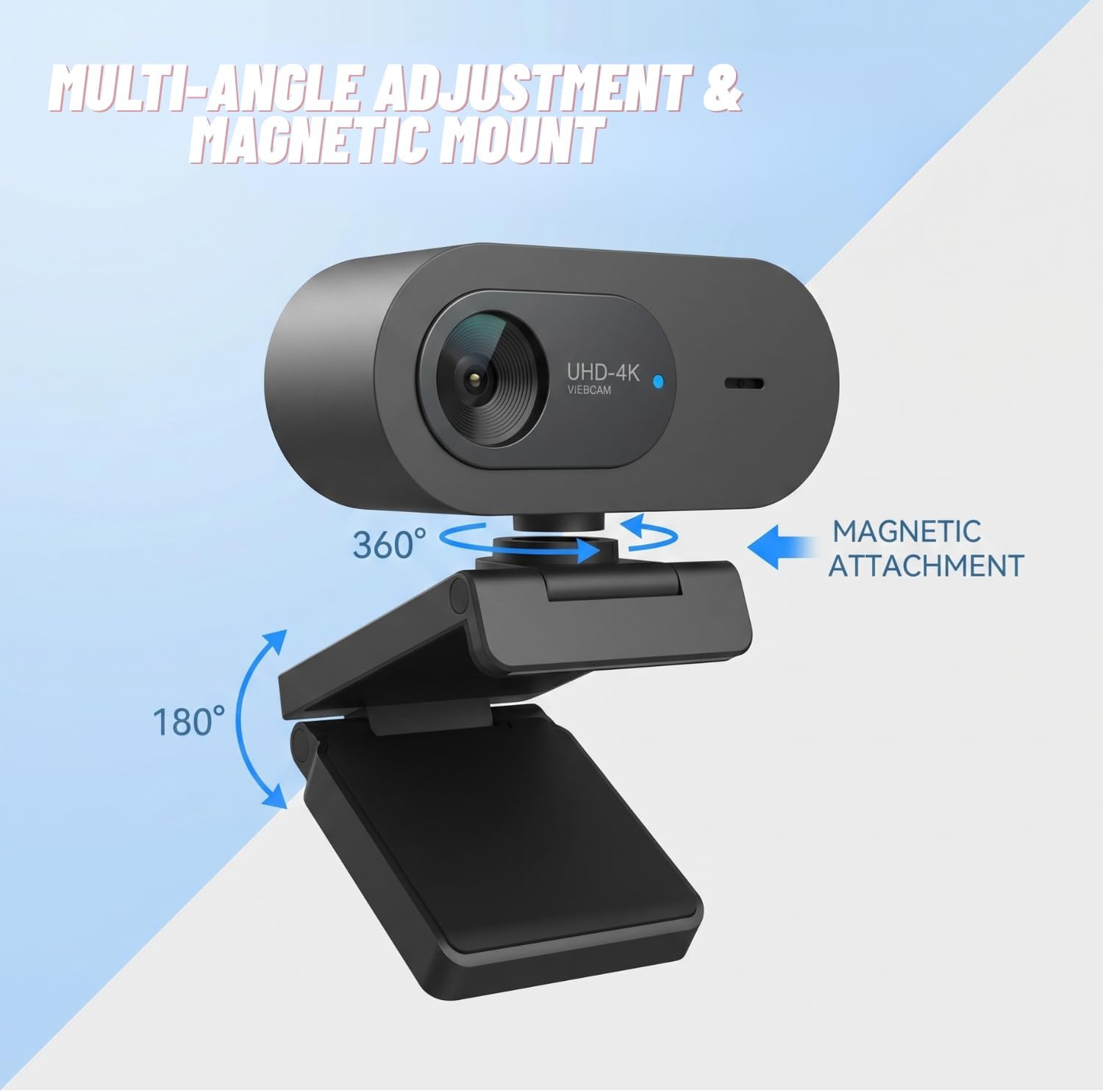 4K Webcam with Microphone, UHD Ultra-HD Computer Camera with Privacy Cover & Noise-Canceling Mic, 100° Wide Angle, USB Plug & Play Pro Desktop Web Cam for Zoom, Skype, Teams, Streaming