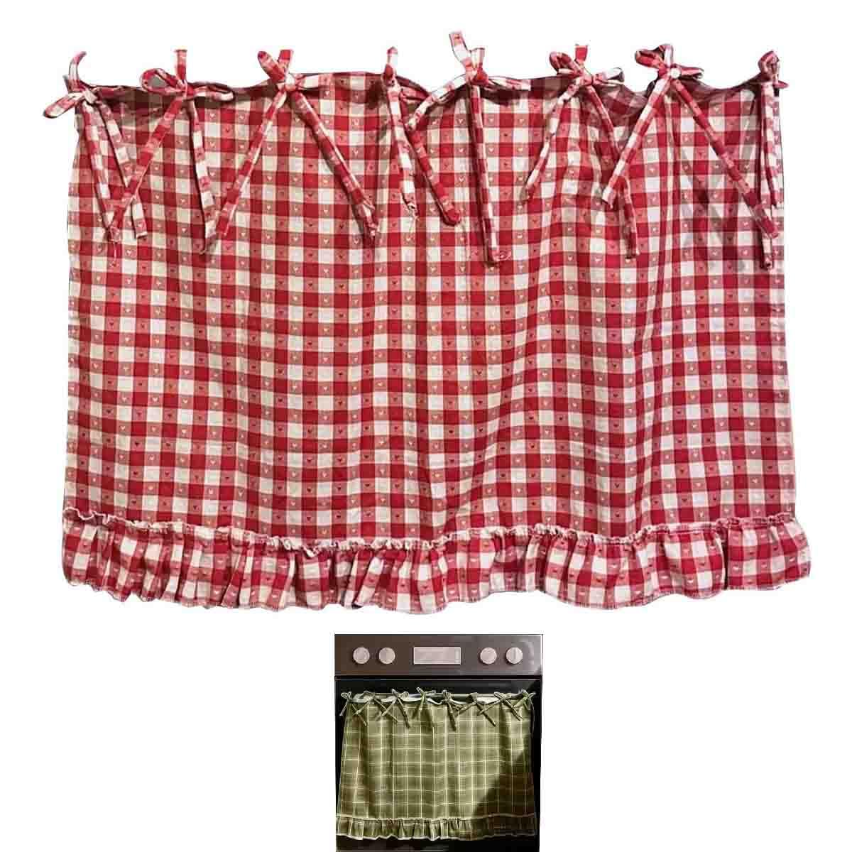 Handmade Oven Skirts,Heat Proof Ovens Door Skirt Curtain,Curtain Tie Top,Farmhouse Kitchen Décor,Effortless Install,Hide Clutter,for oven,Dishwashers,Washing Machine (E)