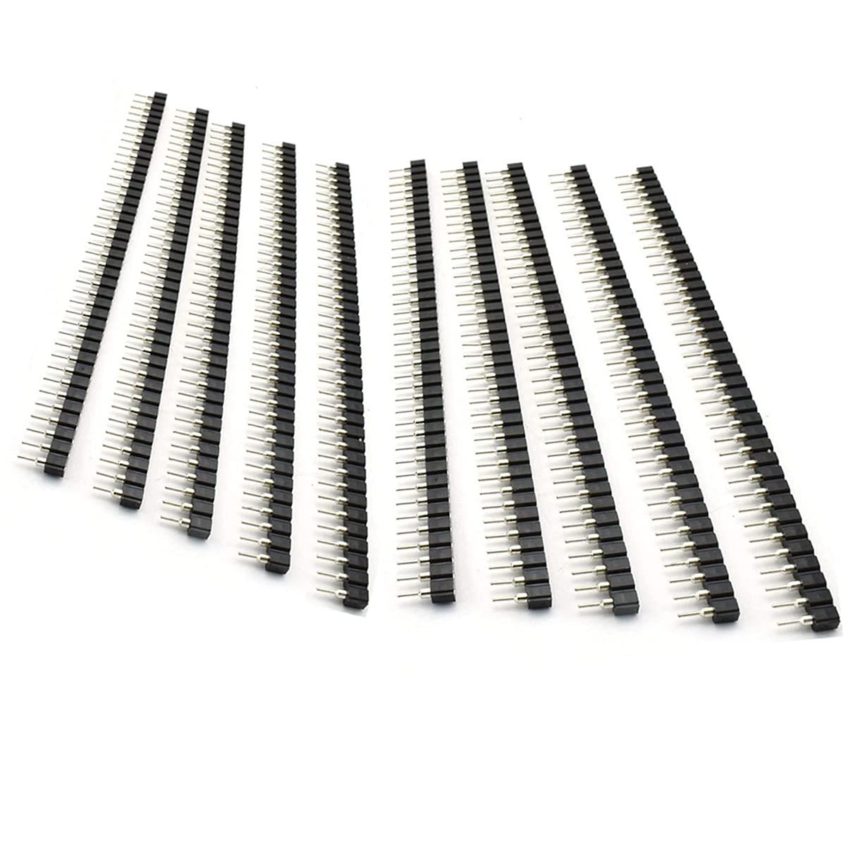 jing 2.54mm 1x40Pin Round Female Socket Pin Header Strip 40P Single Row Straight Female/Male Socket/Pin Header Strip Connector - (10 pcs)
