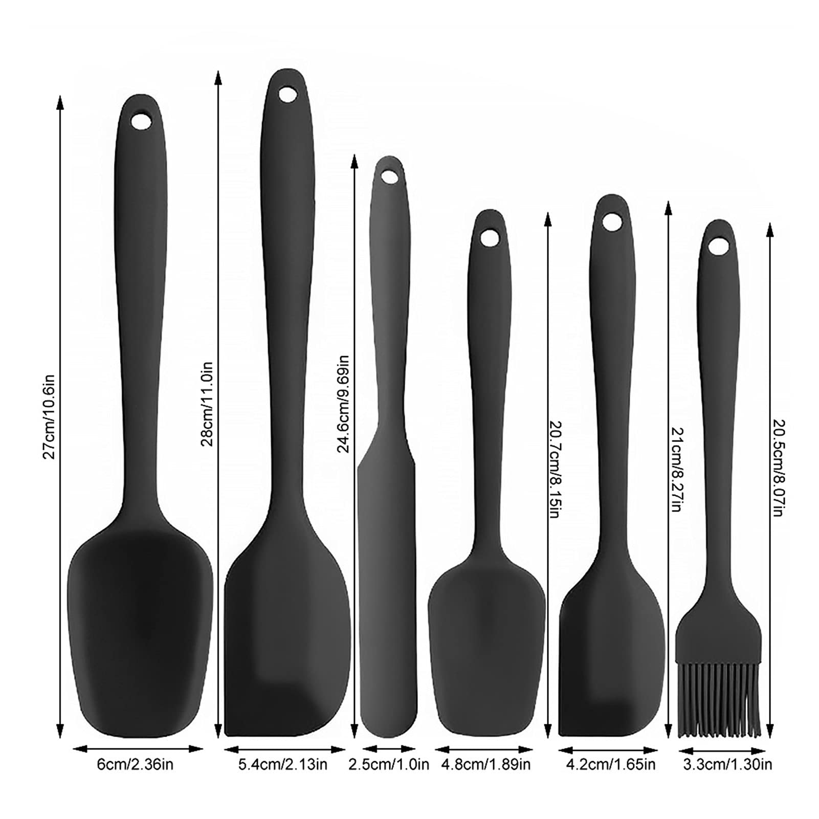 Spatule Patisserie 6pcs Silicone Spatules Crème Crème Crème Crème à huile Résistant à la chaleur Brosse à huile antiadhésive ustensile de cuisine à pâtisserie Spatule de Cuisine ( Color : Black )