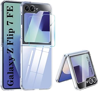 for Samsung Galaxy Z Flip 7 FE Clear Case with Screen Protector Support Wireless Charging Galaxy Z flip7 FE Thin Slim Hard PC Non-Slip Shockproof Phone Case for Samsung Z Flip 7 FE Cover,Clear
