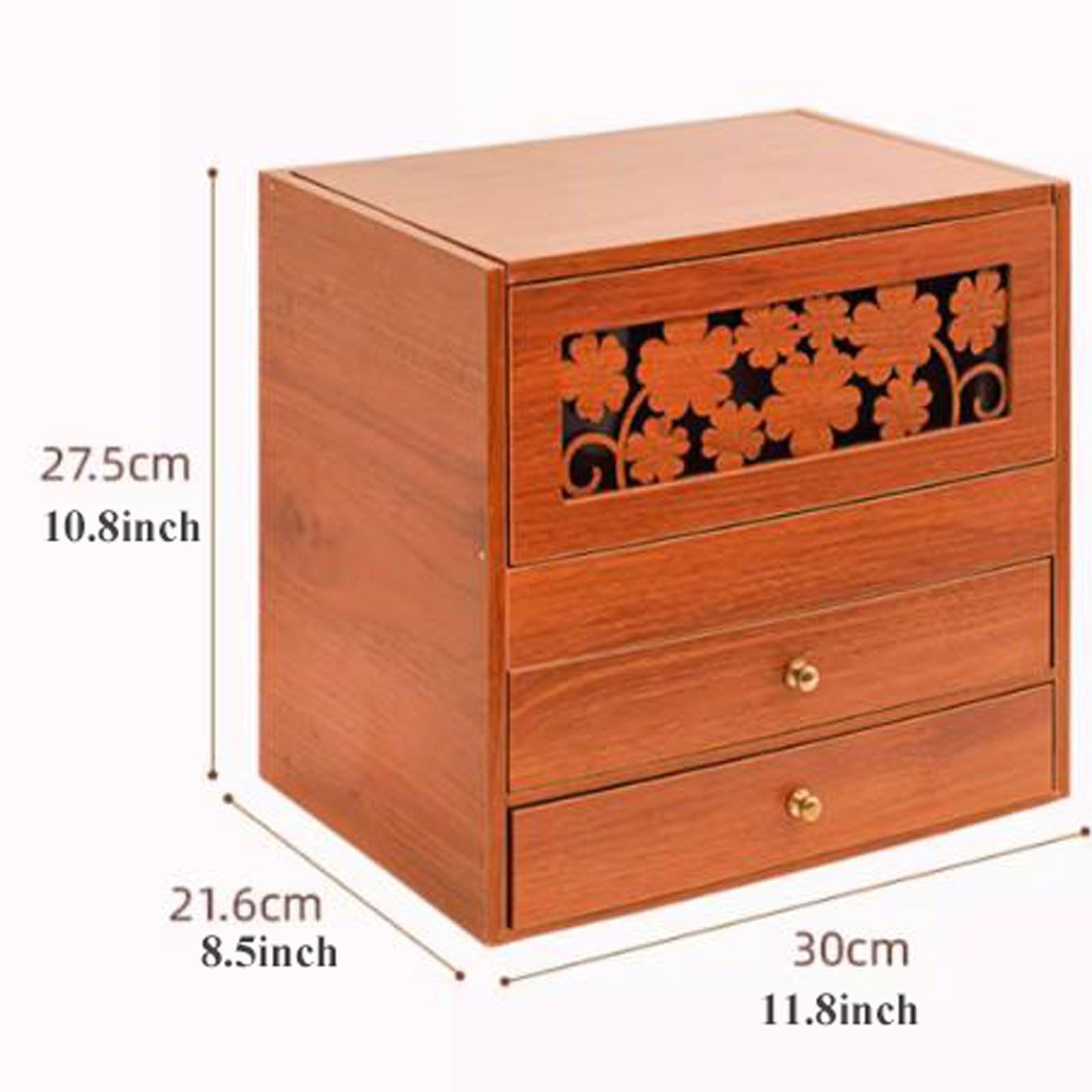 Almacenamiento de cosméticos Organizador de Maquillaje Madera con Espejo y 2 cajones