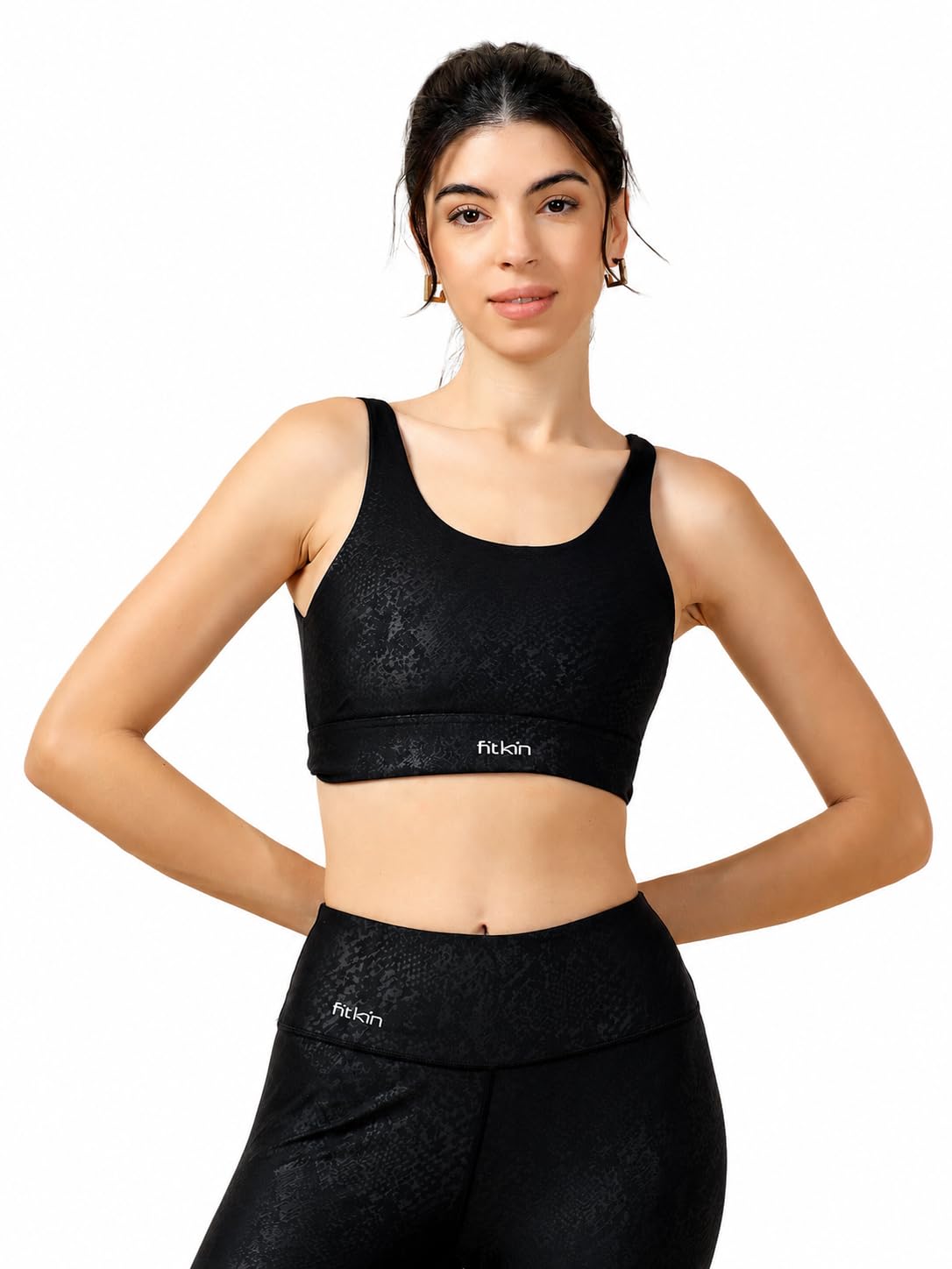 fitkin Luxe Shine Women’s Sports Bra – 4-Way Stretch Gym Workout Bra with Removable Pads, Moisture-Wicking Non-Wired Yoga & Fitness Activewear Bra-picture-35