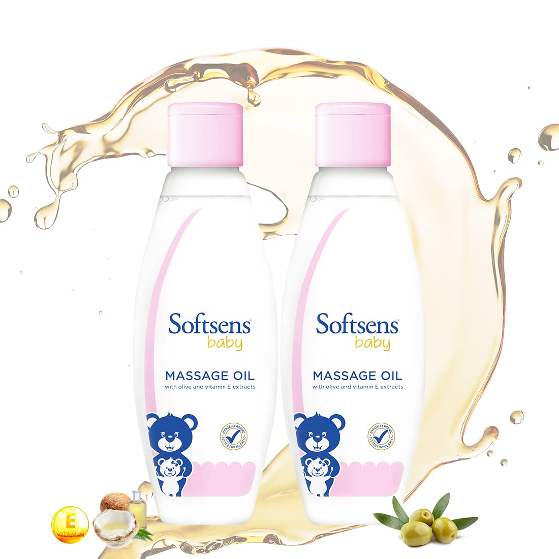 Softsens Baby Massage Oil with Vitamin E & Olive Extracts, Free from parabens and harmful chemicals 200Ml (Pack of 2, White)-image-35