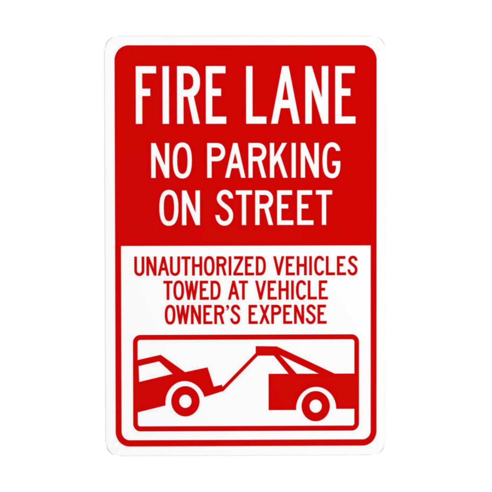 SMAZDFXX Fire Lane No Parking On Street Unauthorized Vehicles Towed At Vehicle Metal Warning Signs, Cautions Security Tin Sign, Safety Posted Signs for Street Business Wall Decor 8"x12"