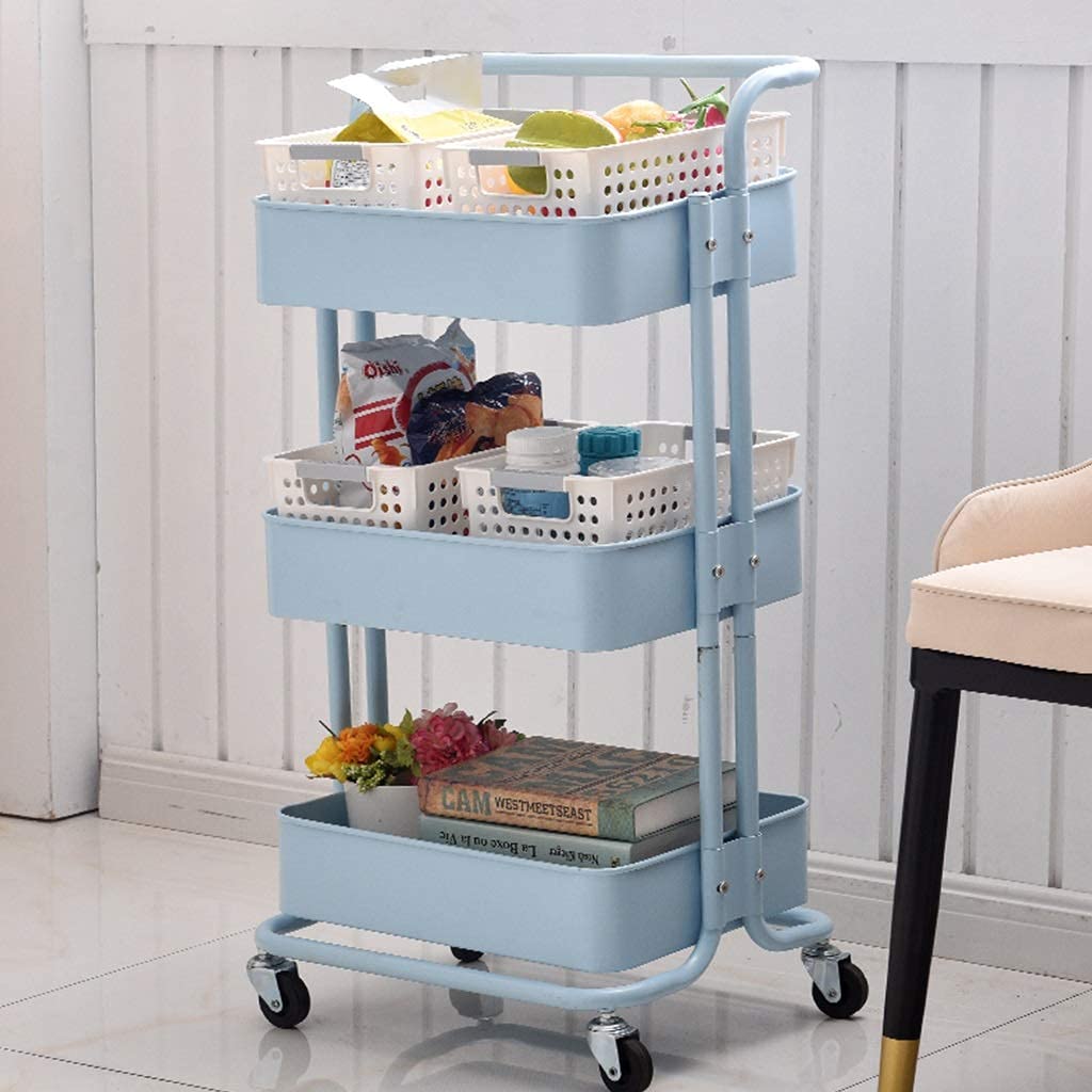 Chariot Roulant En Métal Avec étagères, étagère De Rangement à 5 Niveaux, étagère à Magazines, Chariots à Livres Avec Roulettes Pour Chambre à Coucher, Salon, Maison, école, Blanc, 4 Niveau