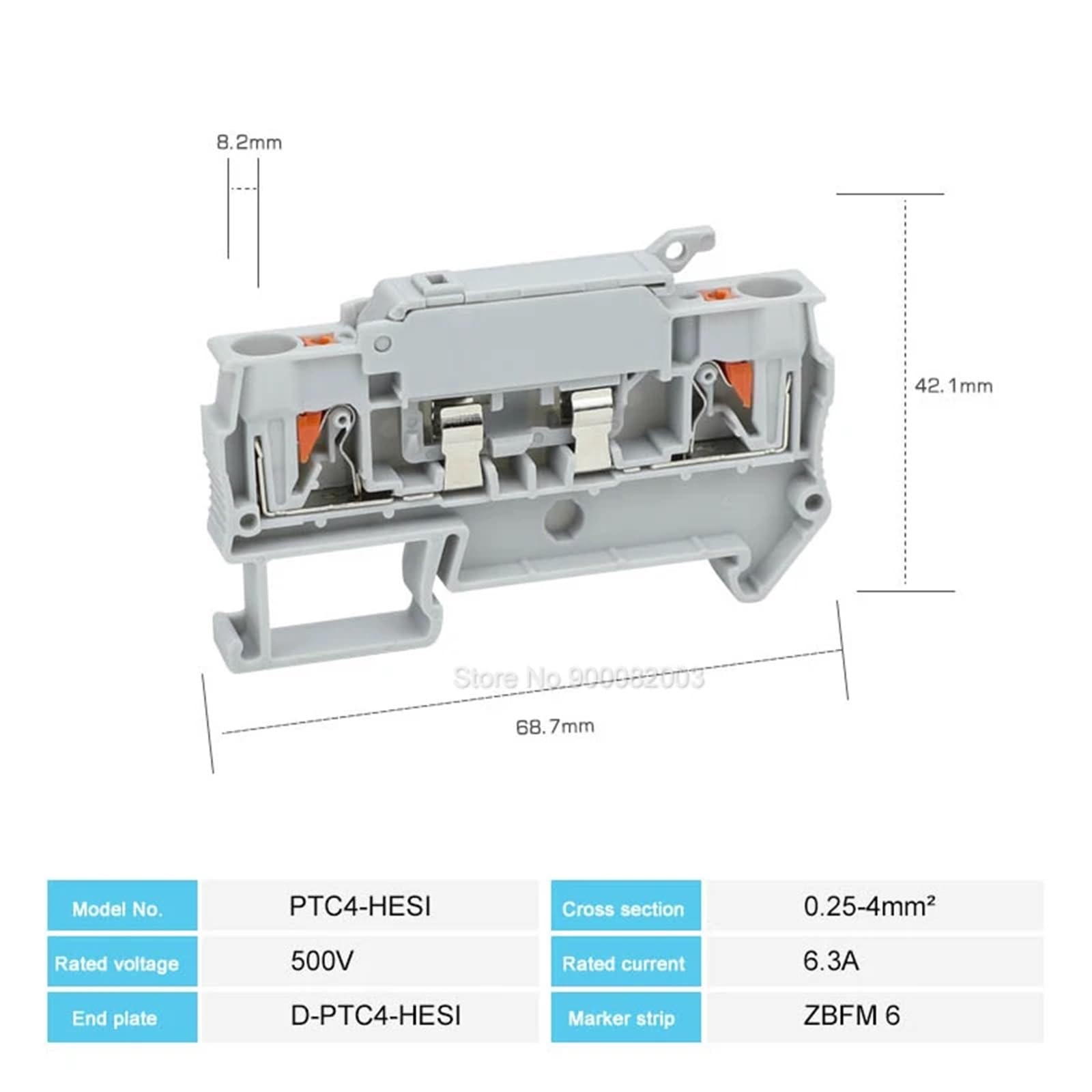 Connettore a leva plug-in PTC4-HESI, montaggio DIN, 10 pezzi(PTC4-HESI Gray)