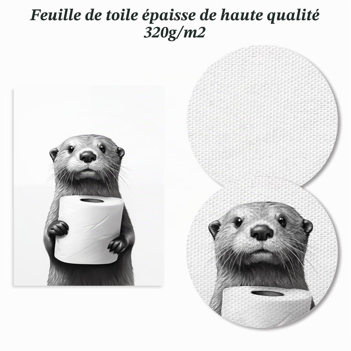 Dazzlewall Affiche Décorative Salle de Bain Loutre Noir et Blanc 30x40 cm