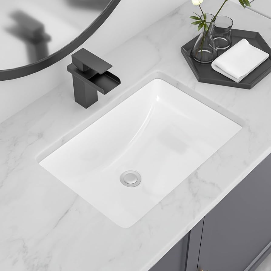 Lofeyo Undermount Bathroom Sink 20''x14'' White Rectangle Bathroom