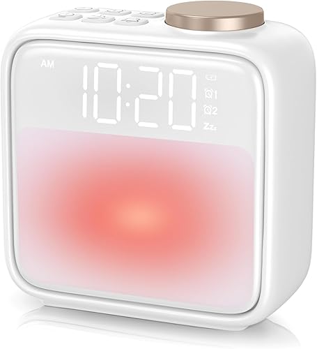 Jaeounr Reloj despertador Sunrise para dormitorios, reloj digital con máquina de sonido, luz nocturna, batería recargable de 1800 mAh, reloj