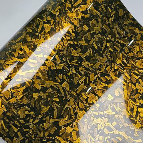 Image of LZLRUN Gloss Forged Carbon Fiber Self Adhesive Vinyl Wrap Film for Car Moto (Gold, 1ft x 5ft)