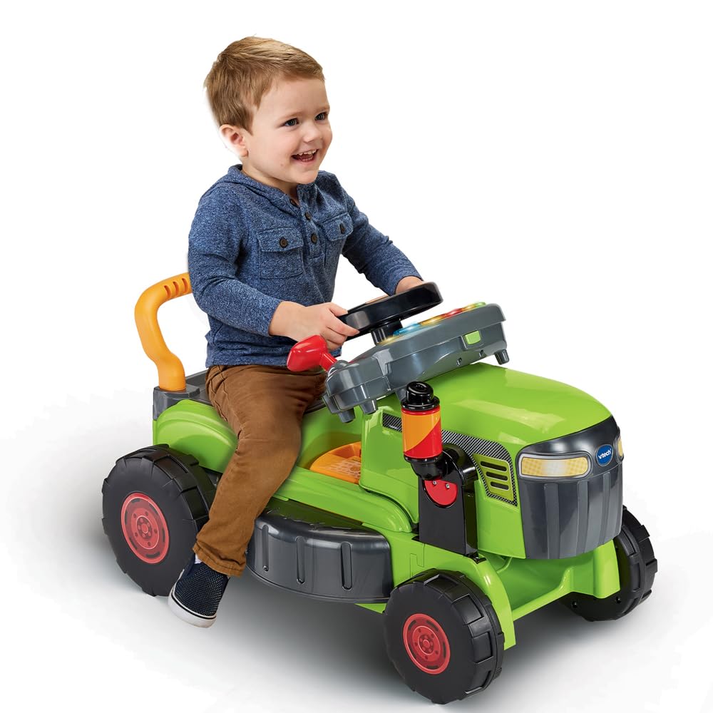 VTech - Super Traktor Magi Rasenmäher grün – Rutschauto Baby 3 in 1 – Traktor Rasenmäher Kinder – Skalierbares Spiel – Spielzeug zur Erziehung und Motorik für Kinder – Geschenk für Babys ab 1 Jahr
