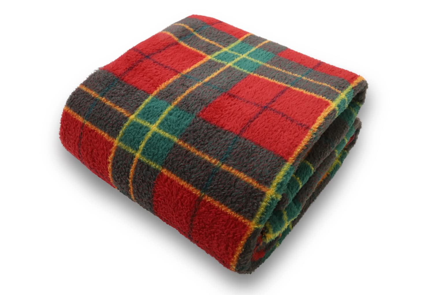 Lizzie Jacobs Red Teddy Sherpa Fleece Tartan Check Super Soft Warm Cosy Duvet Cover Sets Quilt Covers Bedding Sets (, Blanket - 150X200cm)