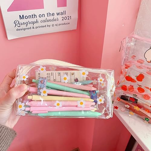 Miniatura 4 de Bolsas de maquillaje de flores transparentes, bolsa de cosméticos floral transparente, bolsa de lavado de viaje, bolsa de almacenamiento impermeable