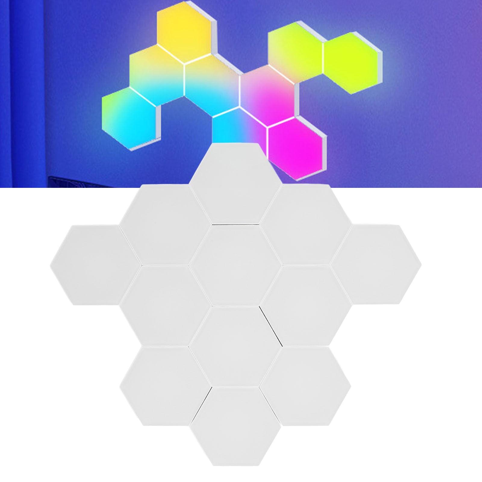 Asixxsix Paquet de 12 Panneaux Lumineux Hexagonaux avec 16 Millions de Couleurs RVB, Appliques Murales LED Intelligentes, Synchronisation de la Musique par Application et Télécommande