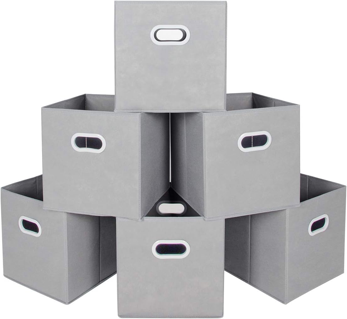 MAX Houser Fabric Storage Bins Cubes Baskets Containers with Dual Plastic Handles for Home Closet Bedroom Drawers Organizers (Cattail Gray) MAX Houser Fabric Storage Bins Cubes Baskets Containers with Dual Plastic Handles for Home Closet Bedroom Drawers Organizers (Cattail Gray)