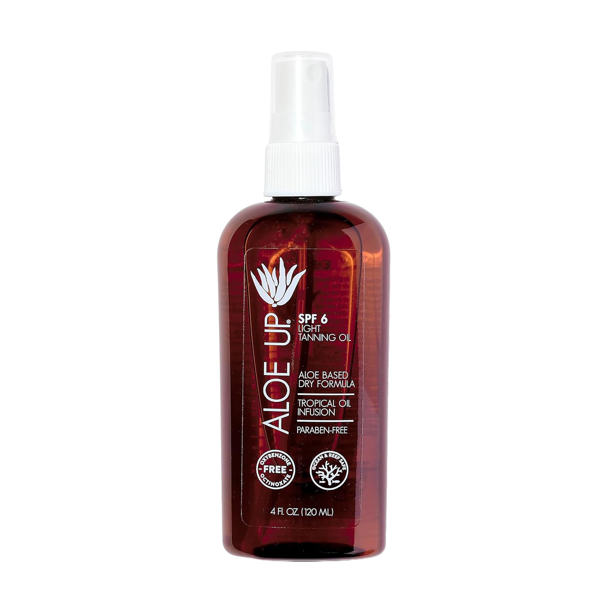 Aloe Up Light Tanning Oil Spray SPF 6, Aloe Vera, 4 oz | Light, golden tan; SPF 6 sun protection; Pure aloe vera & natural oils; Fast-absorbing,