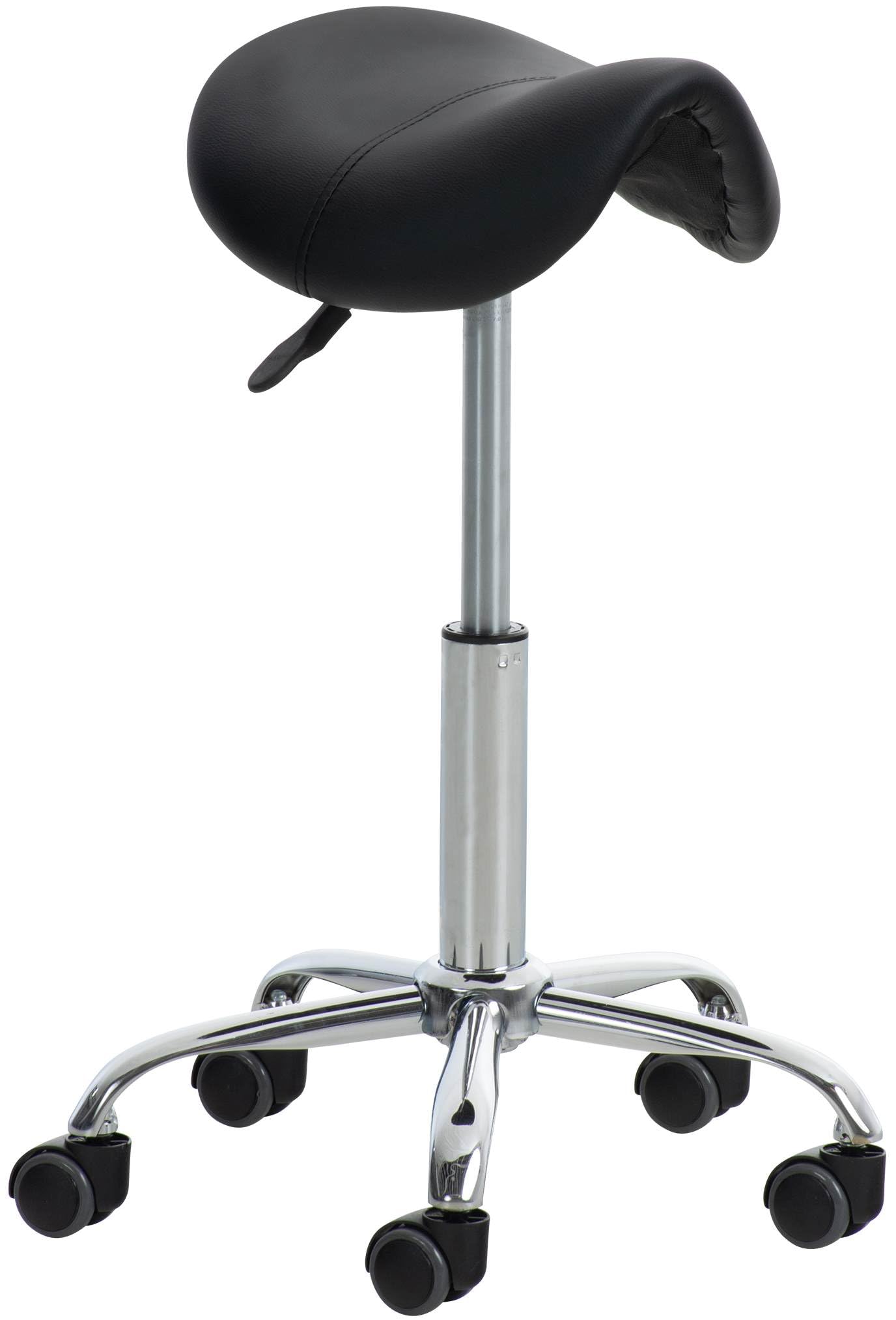 CLP Tabouret de Travail Reno Similicuir Chaise Réglable en Hauteur Pivotante Piétement Métal Noir