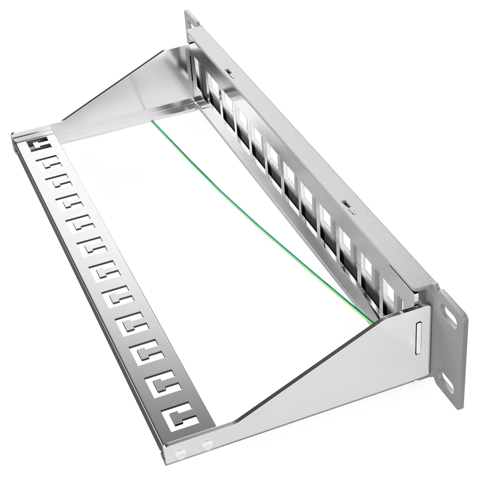 hb-digital Panneau de brassage réseau 12 ports 1U + 12 modules Keystone CAT 7 RJ 45 femelle pour montage mural compatible avec câble de pose CAT 6 CAT 6a Ethernet LAN DSL gris clair